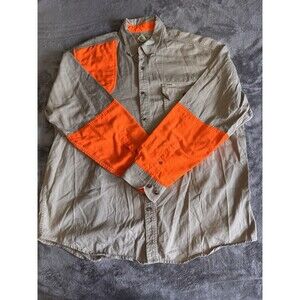 Gander Mountain Mens Shooting Shirt Tan Blaze Orange Quilted Hunting XL